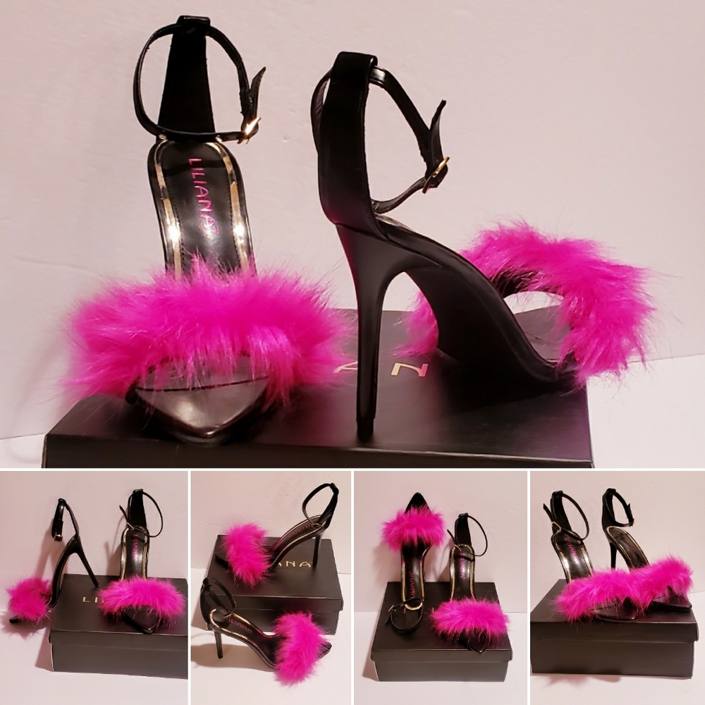 Open Toe Feathered Sandals - Picture 2 of 8